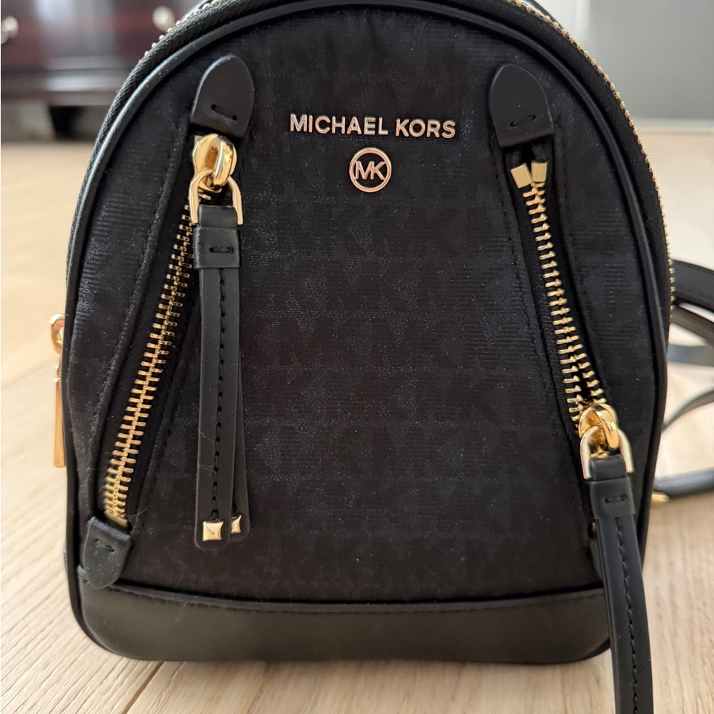 Michael Kors Black and Gold Mini Backpack